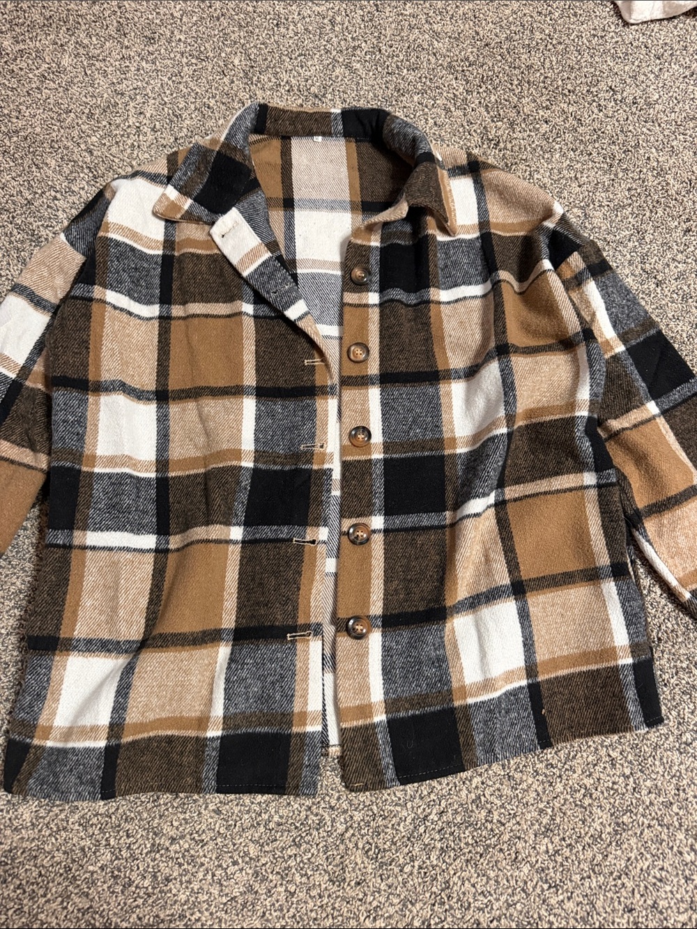 Women’s  Plaid Button-Up Jacket in Brown & Black